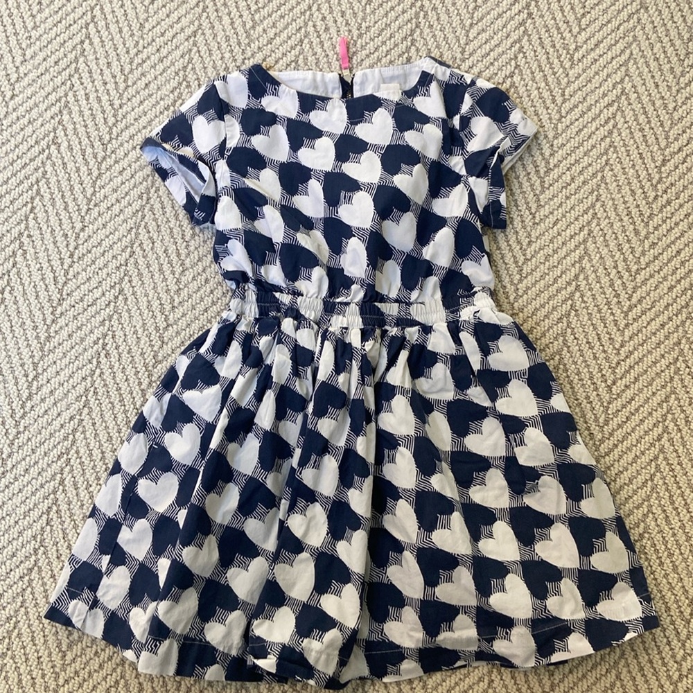 Crewcuts navy and white heart dress